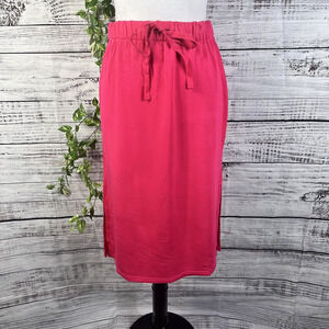 Ann Taylor Loft Skirt Size Medium Coral Pink Jersey Knit Straight Knee Casual